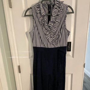 Jessica Howard Blue and White Jumpsuit Size 4P NWT